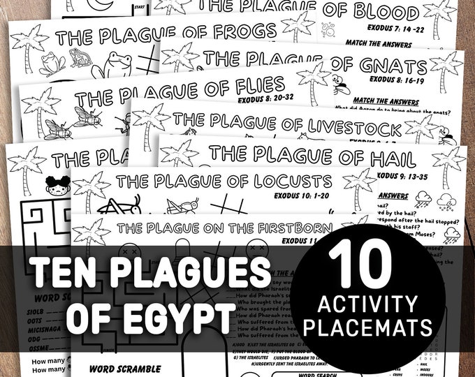 Plagues of Egypt, Printable Bible Activity, Kids Passover Lesson, Ten ...