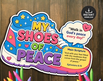 Shoes of Peace Armor of God Craft for Kids, Sunday School Bible Activity, Ephesians 6 Printable, Christian Kids Church Craft