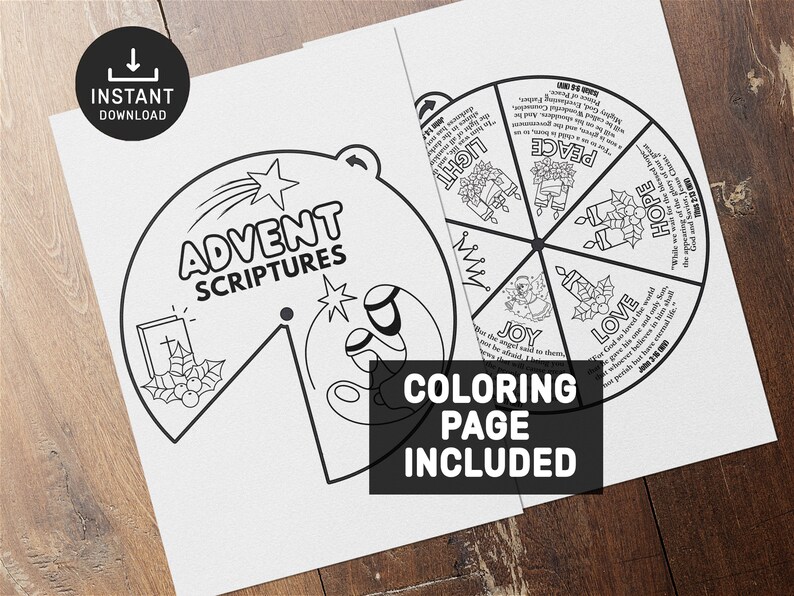 Advent scriptures coloring wheel memory game christmas etsy