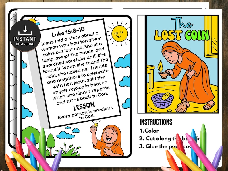 Lost Coin Bible Story Craft, Kids Church Lesson (digital Download ...