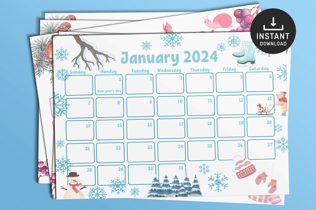 Printable Calendars, Printable Kids Calendars, 2024 Calendars