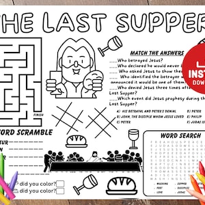 Last Supper Craft, , Bible activity for Kids, Church Kids Activity, Jesus Last Supper, Sunday School Activities, Bible Placemat, Holy Week