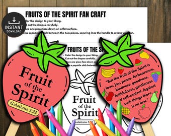 Fruit of the Spirit fan craft, Printable Bible Activity, Memory Game, Kids Bible Lesson, Sunday School, Christian Crafts, paper crafts