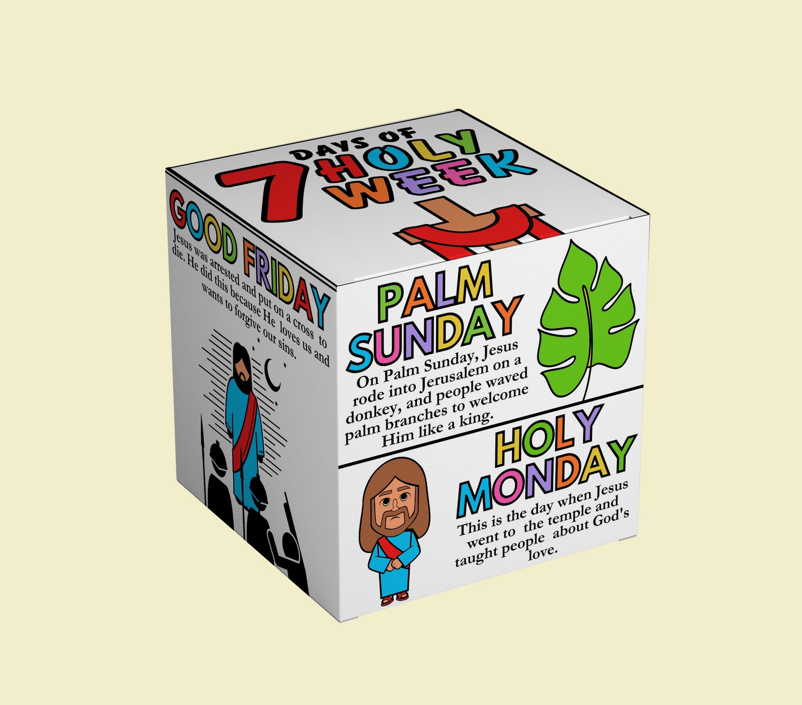 Easter Story Coloring Cube, Easter Bible Story Sunday School Craft ...