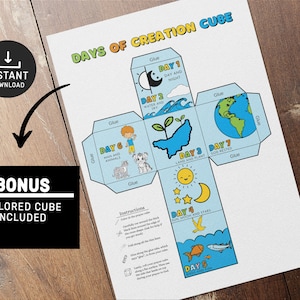 Days of Creation Cube, Coloring Page, Printable Bible Activity ...