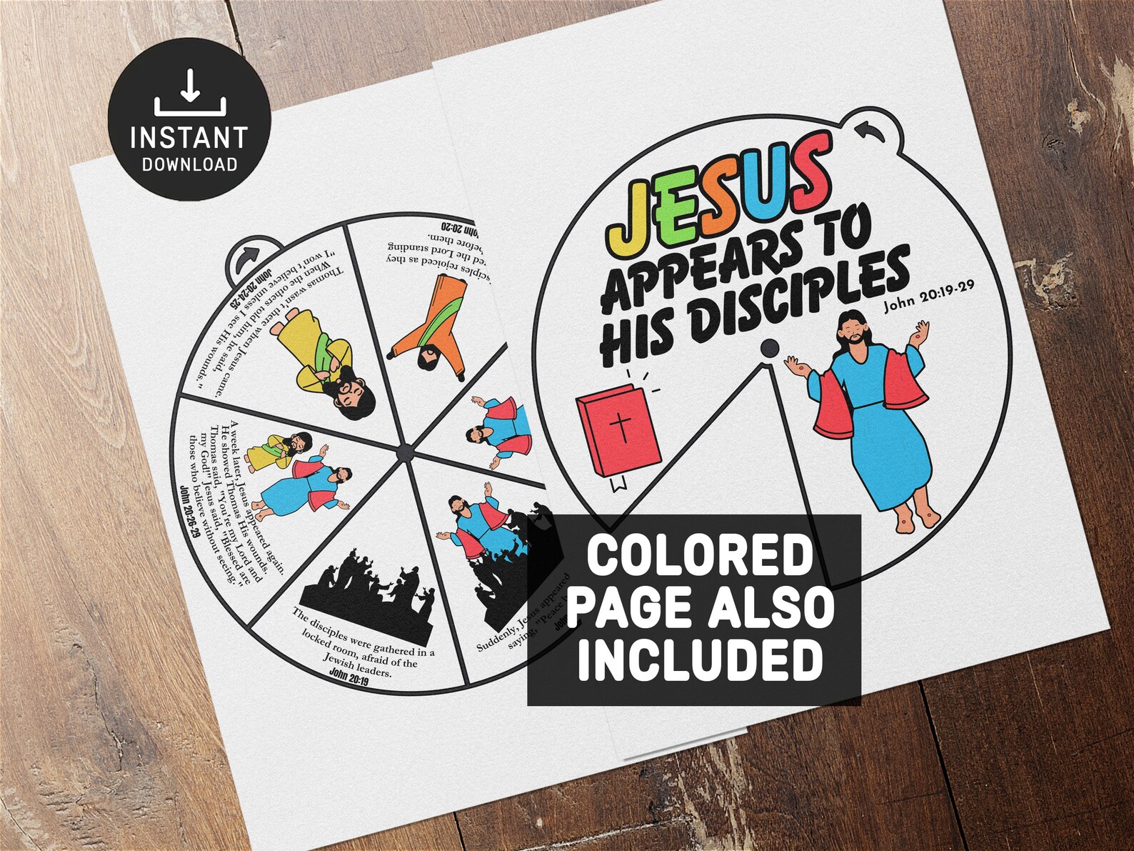 Jesus Appears to His Disciples Coloring Wheel, Easter Craft, Bible ...