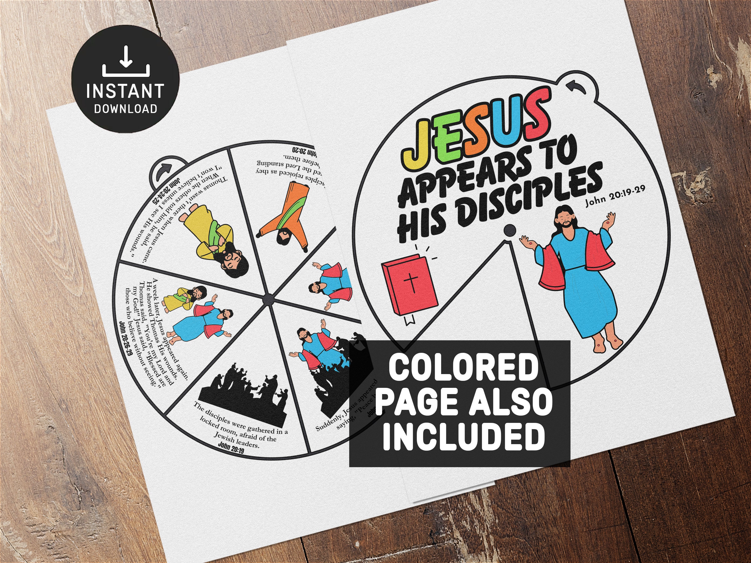 Jesus Appears to His Disciples Coloring Wheel, Easter Craft, Bible ...