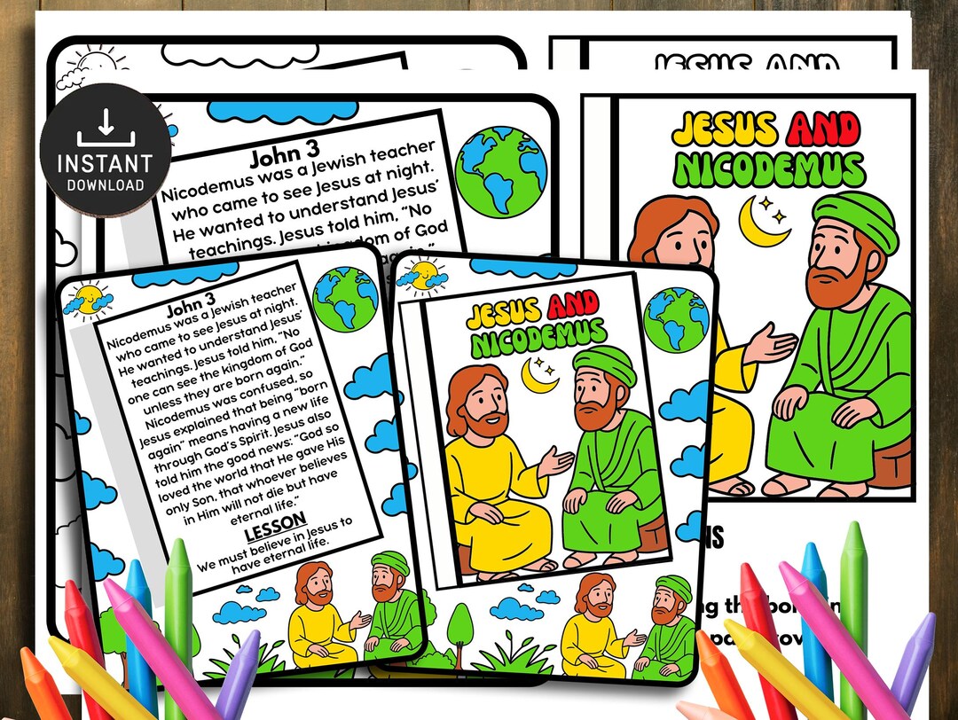 Nicodemus Meets Jesus Mini Book, Sunday School Craft (digital Download ...