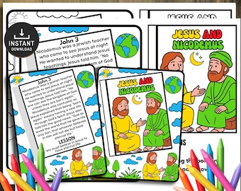 Minilibro "Nicodemo conoce a Jesús", manualidad para la escuela dominical (descarga digital)