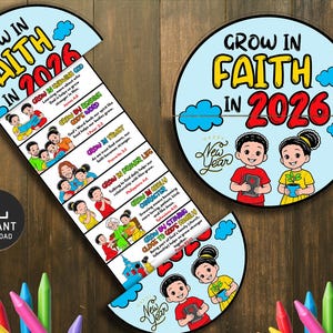 Wachsen Sie im Glauben im Jahr 2026 Falten Überraschung, Neujahr Handwerk, Kinder Bibelstunde, Sonntagsschule, Aktivitäten in der Kirche Bild 1