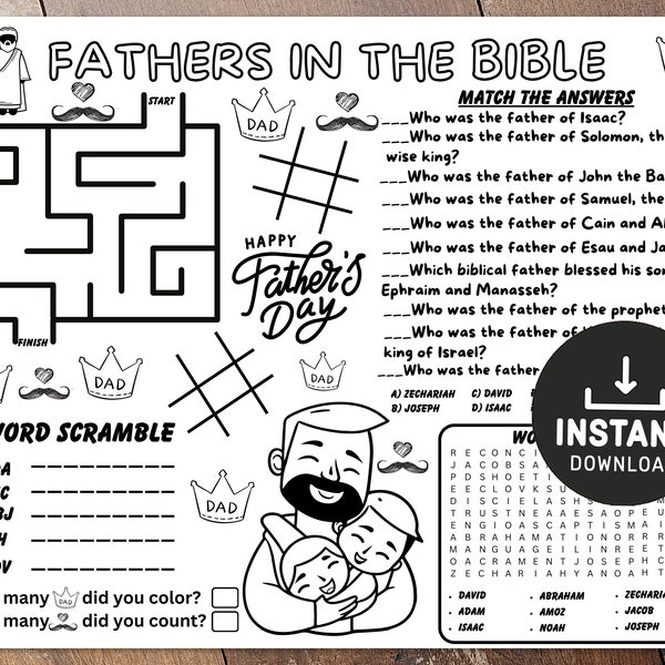 Father's Day, Bible activity, Sunday School craft, Father's day Craft, Church Craft for Dad, Bible Dads Activity, Fathers Day Lesson