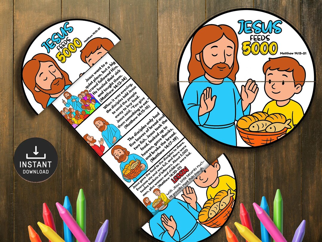Jesus Feeds 5000 Bible Story Craft, Sunday School Activity (digital ...