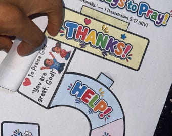 My 5 Ways to Pray Flipbook Bible Craft for Kids, Christian Activity, Memory Game, Sunday School Craft