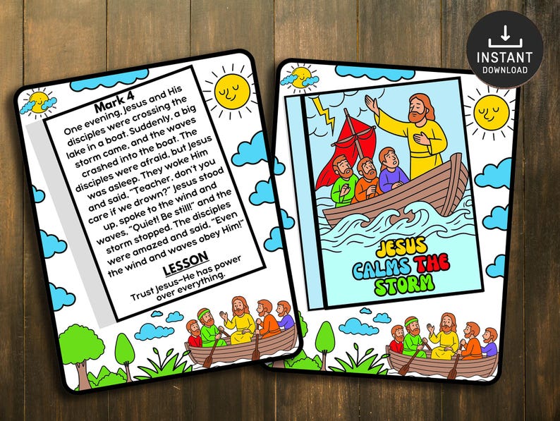 Jesus Calms the Storm Mini Book, Bible Story Activity (digital Download ...