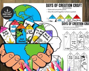 The Creation Bible Story Craft, Days of Creation Craft, Sunday School Lessons, Bible Story Crafts, 7 days of Creation, Sunday Activities