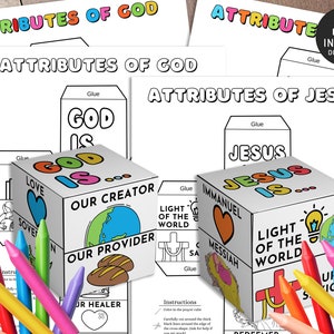 Attributes of God Coloring Cube, Names of God,  Homeschool Activity, Christian Resource, Memory Game, Kids Bible Lesson, Coloring Wheel