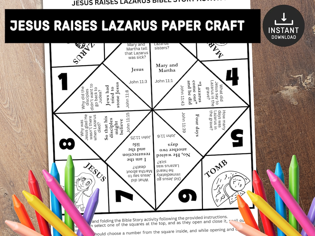 Jesus Raises Lazarus Paper Craft Bible Story Activity Sunday Etsy