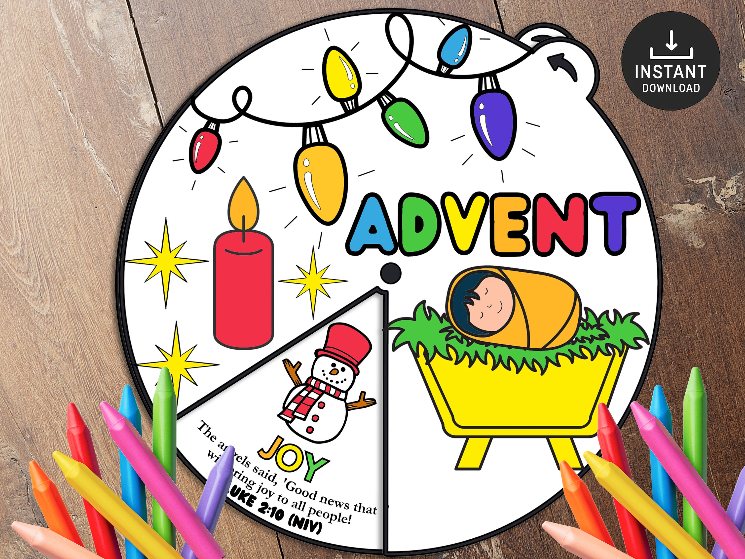 Advent scriptures coloring wheel bible activity bible etsy