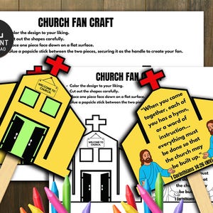 Kids Church Fan Craft, Sunday School Craft, Bible Activity for kids, Sunday Activities, Kids Bible Lessons, Church Fan Craft, Sunday School