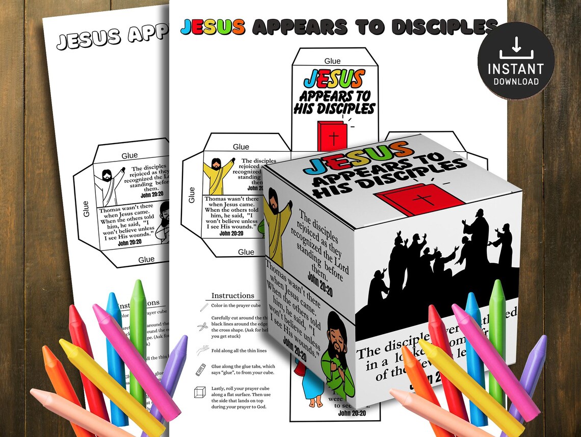 Jesus Appears to His Disciples Coloring Cube, Easter Craft, Bible ...