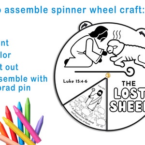 The Lost Sheep Coloring Wheel, Printable Bible Activity, Watercolor