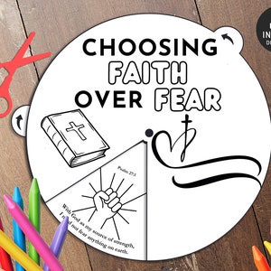 Choosing Faith over Fear Scripture Coloring Wheel, Bible story Activity, Forgiveness, Kids Bible Lesson, Memory Game, Sunday School