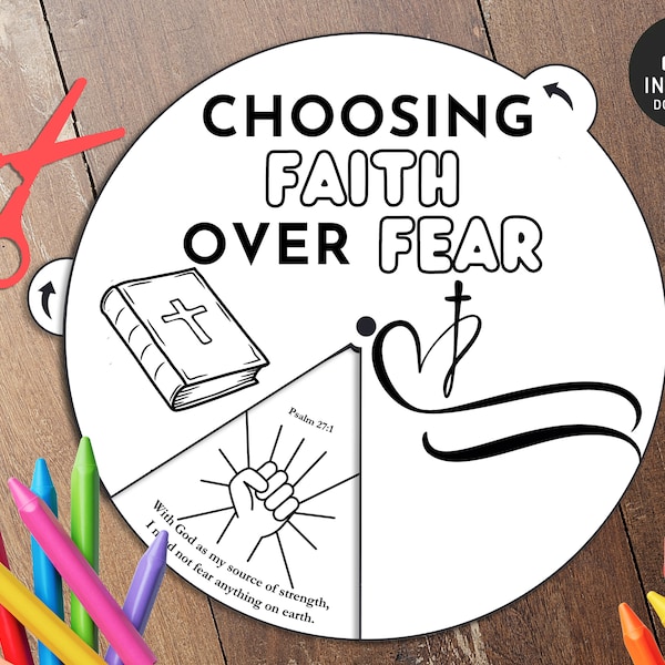 Choosing Faith over Fear Scripture Coloring Wheel, Bible story Activity, Forgiveness, Kids Bible Lesson, Memory Game, Sunday School