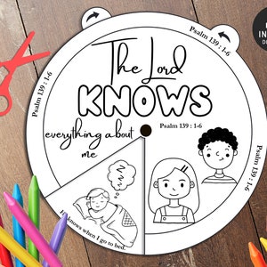 Psalm 139 Gott kennt mich Malrad, Bibelgeschichte Aktivität, Kinderbibelstunde, Memory-Spiel, Sonntagsschule, Kinderbibelgeschichte, Malrad