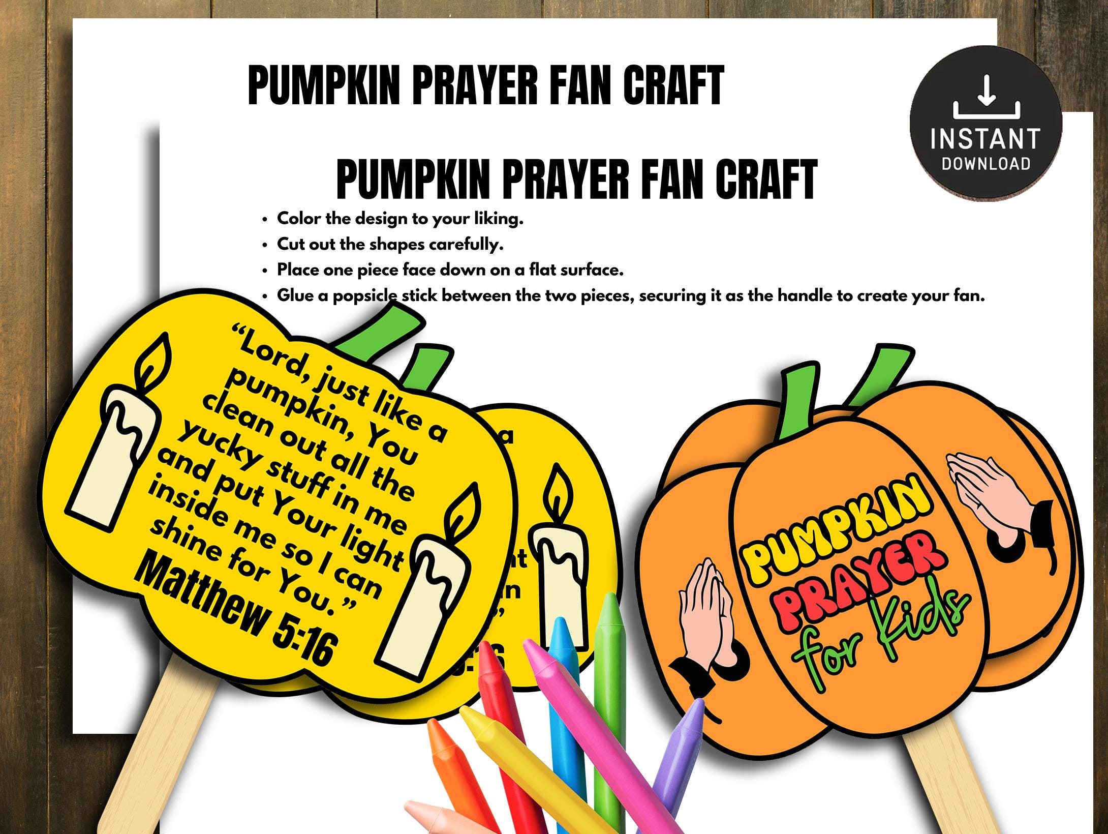Pumpkin Prayer Fan Craft: Kids Sunday School Bible Lesson (digital ...