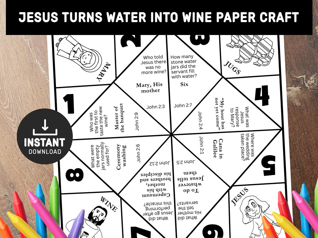 Jesus Turns Water Into Wine Sunday School Craft Jesus - Etsy