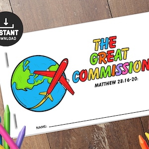 The Great Commission, Sunday School, Church Kids Activity, Sunday Activities, Kids Bible Lesson, Memory Game, Mini Book, Half Page Book