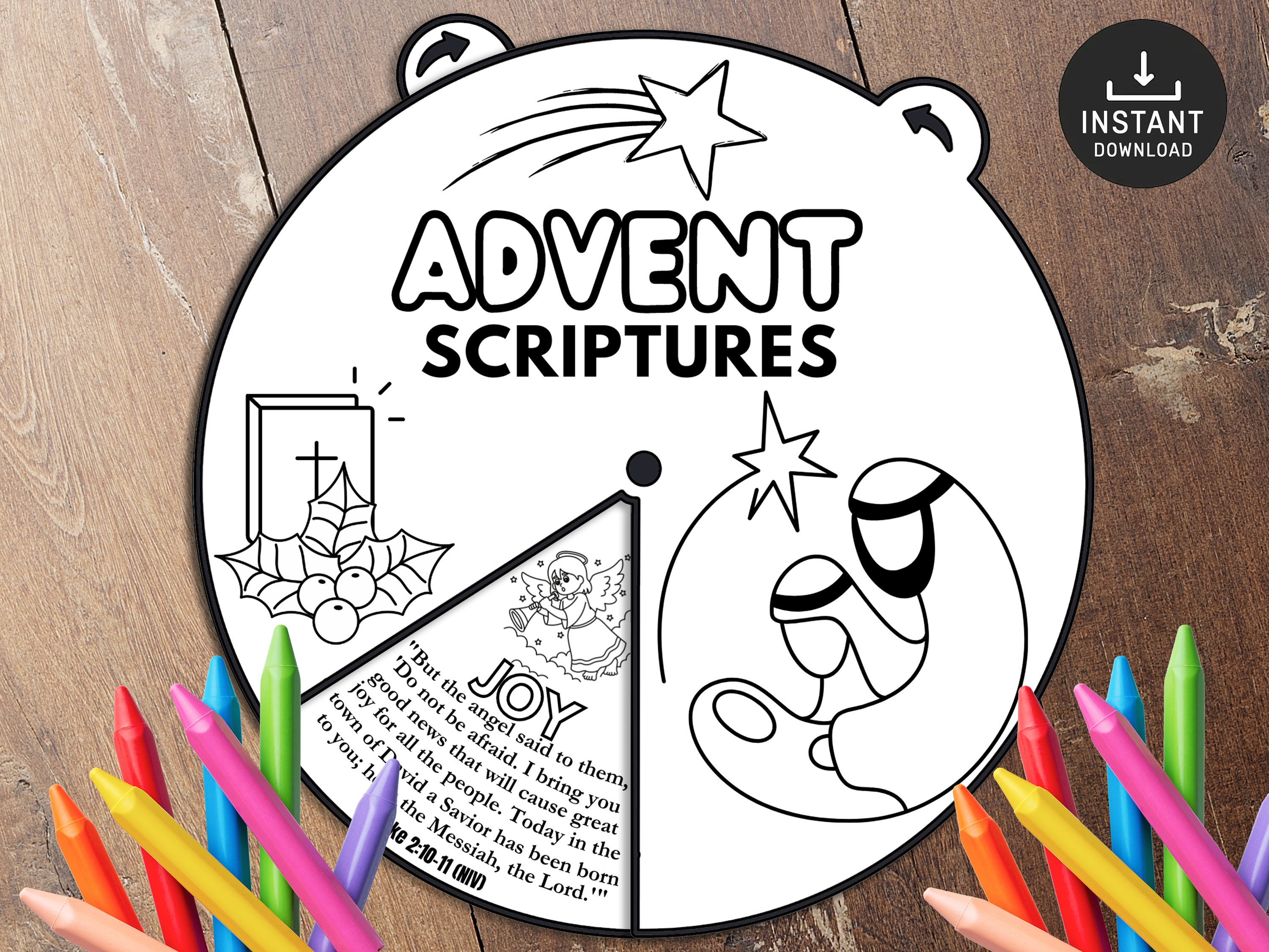 Advent Scriptures Coloring Wheel, Memory Game, Christmas Activity, Kids ...