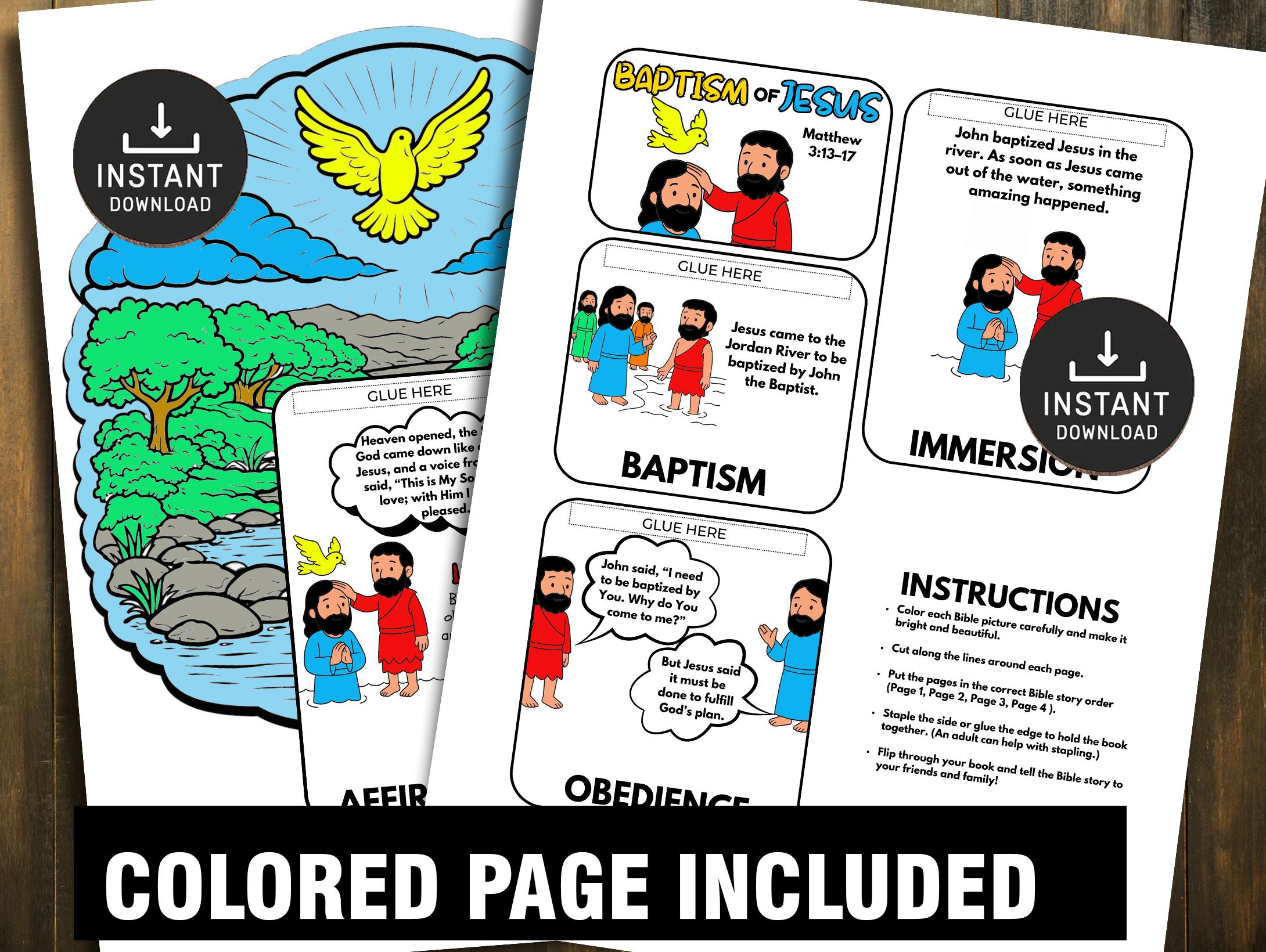 Baptism of Jesus Flipbook Bible Craft for Kids, Bible Story Activity ...