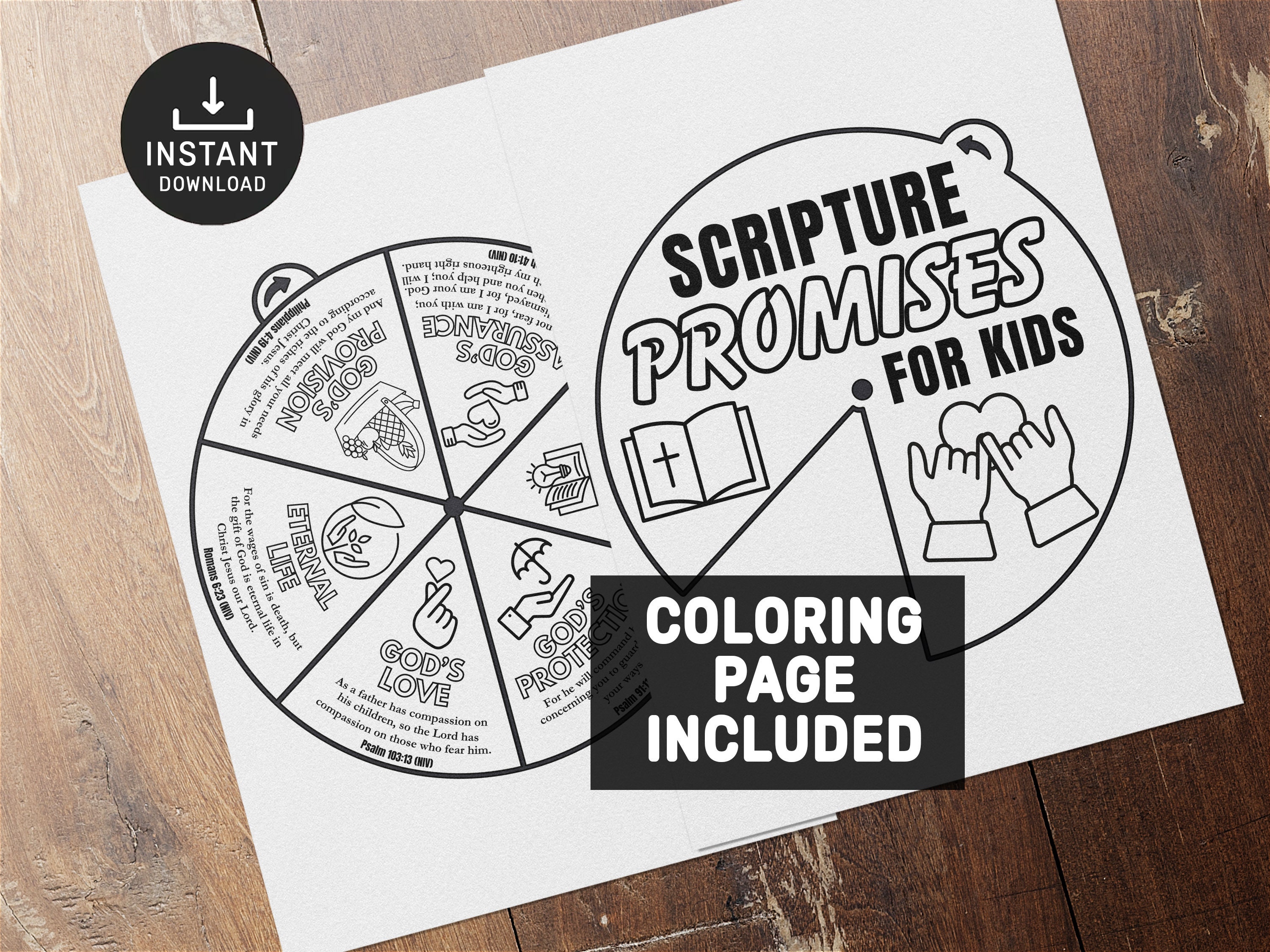 Color Wheel With Scriptures Scripture Promises Coloring Wheel, Bible Story Activity, Kids Bible ...
