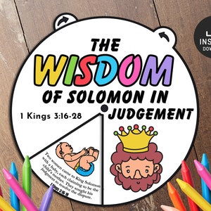 The wisdom of Solomon Judgement Coloring Wheel, Bible Activity, Wisdom, Bible Lesson, Memory Game, Sunday School, coloring wheel, Solomon