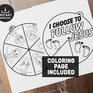 I Choose to Follow Jesus Coloring Wheel, Printable Bible Activity, Kids ...