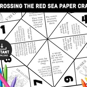 Crossing the Red Sea, Sunday School craft, Fortune Teller, Moses Red Sea, Cootie Catcher, Bible Story Activity, Memory Game, Exodus 14