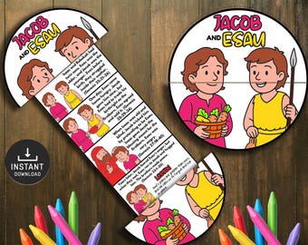 Jacob and Esau Folding Surprise Bible Story Craft, Kids Bible Lesson, Easter Craft, Sunday School, Mini Book, Jacob and Esau, Jacob Craft