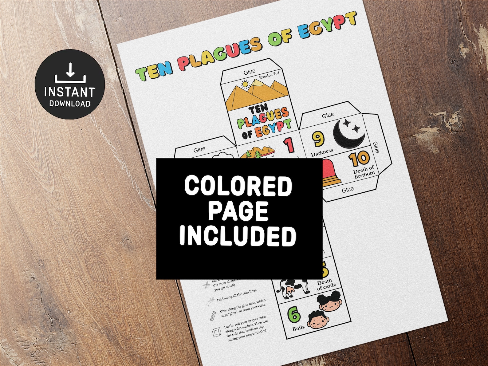 Plagues of Egypt Coloring Cube, Bible Activity, Kids Passover Lesson ...