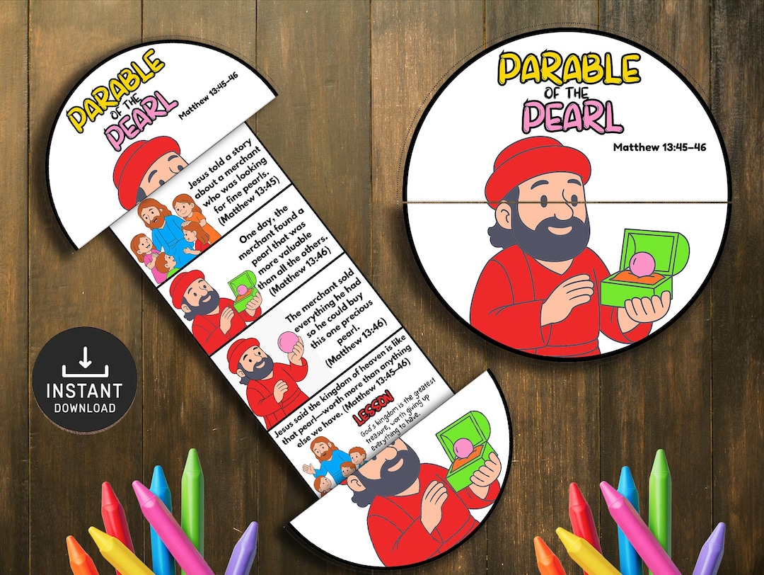 Parable of the Pearl Bible Story Craft, Folding Surprise Mini Book ...