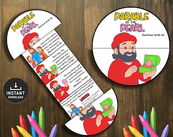 Parable of the Pearl Bible Story Craft, Folding Surprise Mini Book (Digital Download)