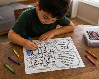 My Shield of Faith Coloring page, Sunday School, Ephesians 6:16, Church Activity kids, Armor of God