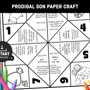 Verlorener Sohn Bibelgeschichte Aktivität, Sonntagsschule Handwerk, Gleichnis von Jesus, Printable Papier Handwerk, Wahrsagerin, Cootie Catcher, Memory-Spiel