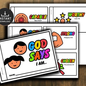 My Identity in Christ Mini Book, Printable Bible Activity, Kids Bible Lesson, Sunday School, Sunday School Craft, God Says I Am Craft
