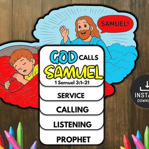 Gud kallar Samuel Flipbook Bibelpyssel för barn, Memory-spel, Söndagsskolepyssel, Minibok