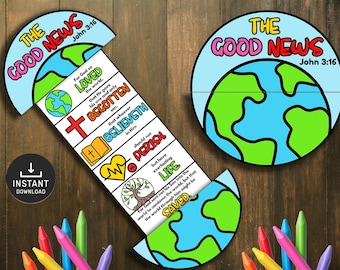 Good News Bible Story Craft, John 3:16 Activity (Digital Download)