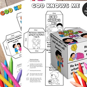 Gott kennt mich Malwürfel, Psalm 139 Bibelgeschichte Aktivität, Kinder Bibelstunde, Memory-Spiel, Sonntagsschule, Kinderbibelgeschichte, Malrad