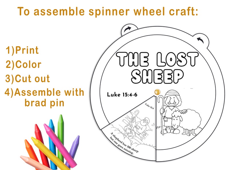 The Lost Sheep Coloring Wheel Printable Bible Activity - Etsy Ireland
