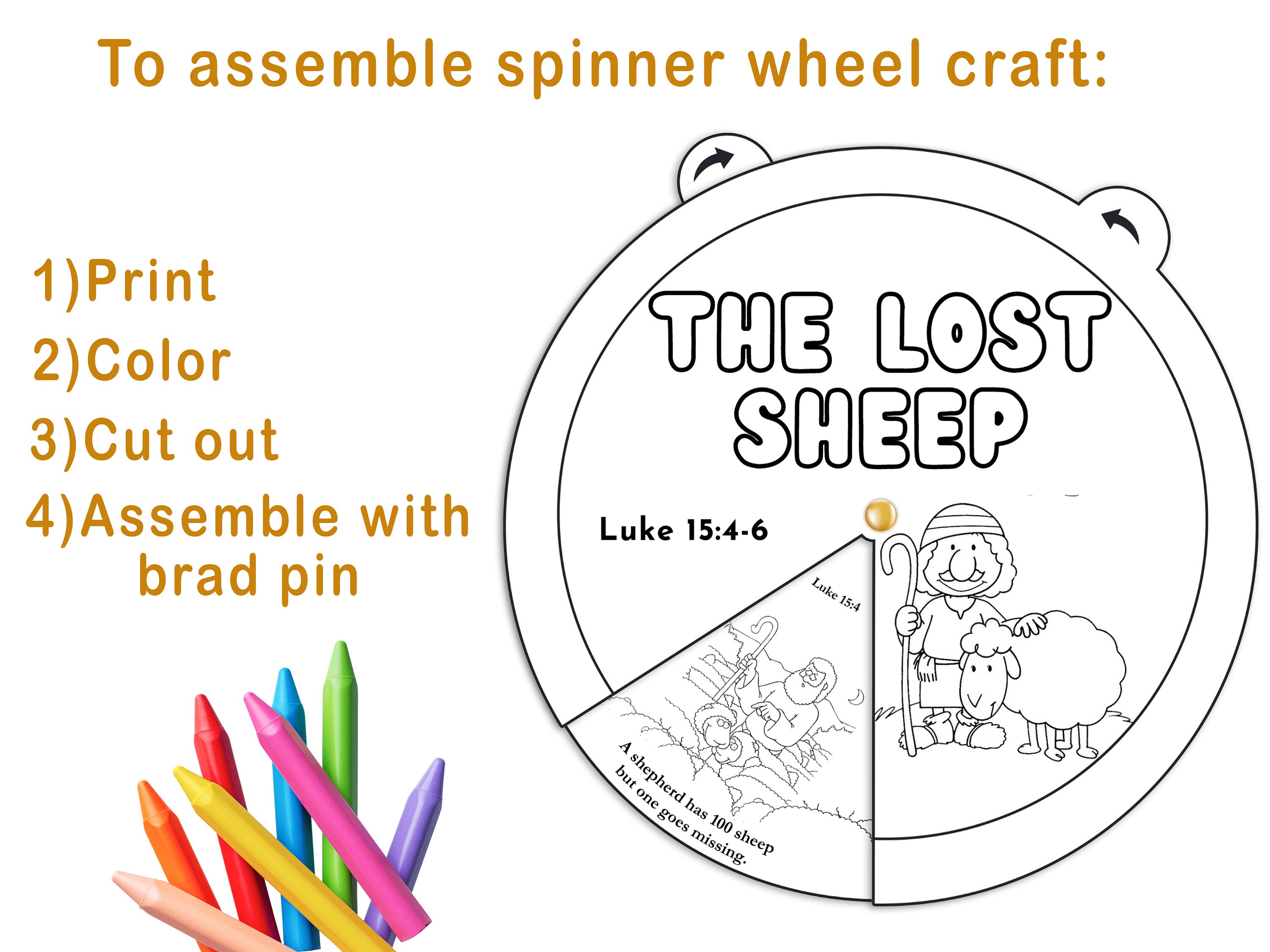 The Lost Sheep Coloring Wheel Printable Bible Activity - Etsy Ireland