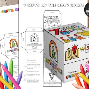 Gifts of the Holy Spirit Coloring Cube, Bible Lesson, Sunday School, Pentecost Craft, Holy Spirit Lesson, Sunday School Craft, Pentecost